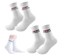 OIXYEY 2 Paires J’Aime Mon Copain Chaussettes Assorties, 'I Love My Girlfriend'/'I Love My Boyfriend',Pour Couple Copine Saint-Valentin Amour Cadeaux Pour Elle (Blanc B)