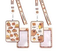 OIXYEY 2 Pièces Capybara Porte Badge Tour De Cou, Capibara Tour De Cou Badge,Strap Neck Avec Swivel Lobster Clasp,Pour Travailleur Infirmier Enseignant Étudiant(B)