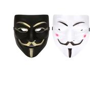 OIXYEY 2 Pièces Masque Deguisement Adulte, Hacker V Mask Vendetta Anonymous Masks, Pour Adult Children Halloween Carnival Cosplay Costume Party Accessories (Noir, Blanc)