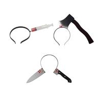 OIXYEY 3 Pièces Accessoires Effrayants D'Halloween, Serre-Tête Horreur Avec Seringue, Couteau De Cuisine, Clé Pour Costume Effrayant De Zombie, Couteau Jouet, Serre-Tête D'Halloween