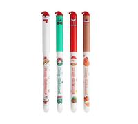 OIXYEY 4 Pièces Stylos Effaçables Avec Bonnet De Père Noël, Stylos Gel Effaçables,Encre Bleue, Pointe De 0,5 Mm, Marqueurs Effaçables Sur Le Thème De Noël, Cadeau De Noël Pour Enfants