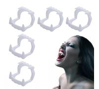 OIXYEY 5 Pièces Dent De Vampire, Vampire Tooth For 15-35 Yearsdents Vampire Enfant, Dentier Vampire Enfant, Pour Halloween Party Halloween Costume (Blanc,A)