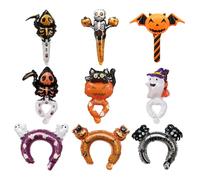 OIXYEY 9 Pièces Décoration D'Halloween Décoration D'Halloween, Ballons D'Halloween À Porter Au Poignet, Ballons En Aluminium Pour Hélium Ou Air, Avec Fantômes, Squelettes, Citrouilles Et Sorcières