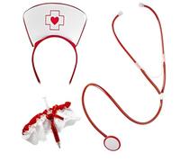 OIXYEY Ensemble 3 Pièces Deguisement Infirmiere Femme Adulte, Tenue Infirmiere Sexy, Garter With Lace, Stethoscope, Pour Halloween Theme Party, Costumes De Carnaval Accessoires