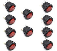 Oiyagai 10 Pcs KCD1-105 Interrupteur à Bascule Rond avec Voyant Rouge 3 Bornes SPST ON/Off AC 250V 10A