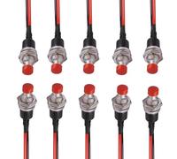 Oiyagai 10Pcs Interrupteur à Bouton-Poussoir Mini Momentané Rouge 1A 250V AC 2 Pin SPST NC avec Fils Pré-soudés 20cm PBS-110 Normalement Fermé