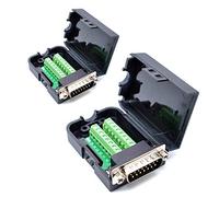 Oiyagai 2Pcs Connecteur DB15 D-SUB Mâle 2 Rangées 15 Broches avec Écrou, Carte de Raccordement à Bornes, sans Soudure, avec Boîtier