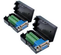 Oiyagai 2Pcs Connecteurs DB15 VGA Femelle 3 Rangées 15 Broches avec Écrous, Carte de Raccordement sans Soudure avec Boîtier pour Module de Signal
