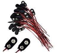 Oiyagai 30-Pack 9V Battery Clip Connectors, 15cm I-Type Snap Wire Connectors with Bare Leads for DIY, Student Electronics, Arduino Projects