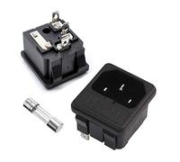 Oiyagai 5PCS Prise d’Alimentation IEC320 C14 avec Porte-Fusible - Entrée Secteur 250V 10A, Connecteur Mâle 3 Bornes, Montage à Encliqueter pour Alimentation, Équipement et Projets DIY