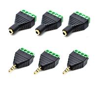 Oiyagai 6pcs Connecteurs Jack 3,5 mm Stéréo TRS Mâle/Femelle vers Bornier 4 Vis - Adaptateurs Audio Balun pour Haut-Parleurs, Micro, CCTV et Câblage DIY