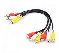 Oiyagai Câble AV 3 Mâle vers 6 Femelle, 25cm Adaptateur Répartiteur Audio Vidéo Composite pour Lecteur DVD, Téléviseur, Home Cinéma