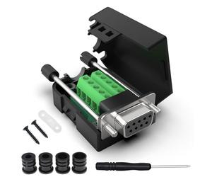 Oiyagai Connecteur DB9 RS232 D-SUB Adaptateur Femelle 9 Broches Port Série DB9 COB Module de Connecteur Terminal Breakout avec Boîtier et Tuyaux (Femme avec Vis)
