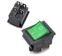 Oiyagai Lot de 10 Interrupteurs à Bascule Lumineux KCD4 DPST 4 Broches, 16A/250V, 20A/125V (Vert)