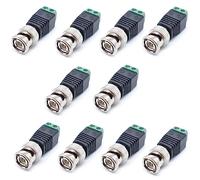 Oiyagai Lot de 10 Connecteurs BNC Mâle vers AV à 2 Bornes à Vis pour Coaxial CAT 5 et Caméras CCTV