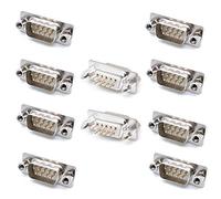 Oiyagai Lot de 10 Connecteurs DB9 Plaqués Or 9 Broches 2 Rangées avec Vis de Verrouillage, Angle de 180 Degrés, Mâle, Blanc