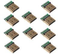Oiyagai Lot de 10 Connecteurs HDMI A Type Mâle Plaqués Or avec PCB Version 1,6, 19 Broches