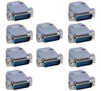 Oiyagai Lot de 10 connecteurs mâles DB15 type à souder, adaptateur D-Sub en plastique 15 broches avec capot pour port série
