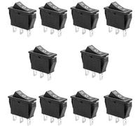 Oiyagai Lot de 10 Interrupteurs à Bascule KCD3-3P, 3 Broches SPDT ON/OFF/ON, AC 16A 250V / 20A 125V, Interrupteur Noir pour Bricolage Électrique