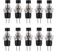 Oiyagai Lot de 10 Interrupteurs Momentanés Mini Micro PBS-110 PBS-105B 1A 250V AC SPST, Noir, (Normalement Fermé)