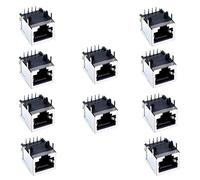 Oiyagai Lot de 10 Prises RJ45 8P8C Blindées à 90°, Connecteurs Réseau Modulaires à Angle Droit pour Montage PCB
