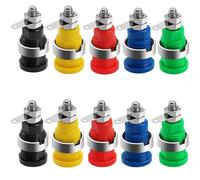 Oiyagai Lot de 10 Sockets Banane 4mm, Bornes de Fixation Banane avec Protection de Sécurité (5 Couleurs: Rouge, Jaune, Noir, Bleu, Vert)