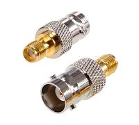 Oiyagai Lot de 2 Adaptateurs Coaxiaux RF BNC Femelle vers SMA Femelle, Connecteurs Coaxiaux BNC vers SMA