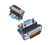 Oiyagai Lot de 2 adaptateurs VGA femelle vers DVI 24+5 mâles, connecteur convertisseur à angle droit 90° pour moniteur, projecteur, PC