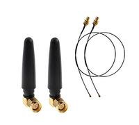 Oiyagai Lot de 2 Antennes WiFi 2.4GHz 2.5dBi SMA Mâle (Broche) avec Câble Pigtail U.FL vers SMA Femelle RF1.13 15cm