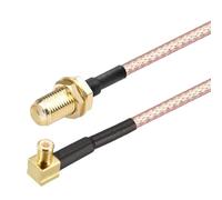Oiyagai Lot de 2 Câbles Jumper RG316 - SMA Femelle à MCX Mâle Droit avec Ligne de Connexion, RF Coaxiale (15cm/5,9")