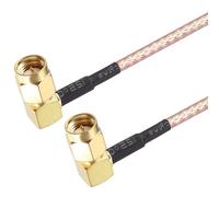 Oiyagai Lot de 2 Câbles Jumper RG316, SMA Mâle à Angle Droit vers SMA Mâle à Angle Droit, Extension pour Transmission de Signal (15cm/5,9")