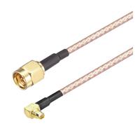 Oiyagai Lot de 2 Câbles Jumper RG316 SMA Mâle avec Broche à MMCX Mâle Droit, Ligne de Connexion RF Coaxial (30cm/11,8")