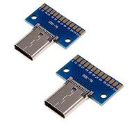 Oiyagai Lot de 2 Connecteurs USB Type C 3,1 24 Broches Femelles, Adaptateurs PCB pour Test de Circuit