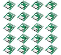 Oiyagai Lot de 20 Adaptateurs Micro USB Femelle vers Dip, 2,54mm, 5 Broches, USB 2.0, pour Projets DIY d'alimentation
