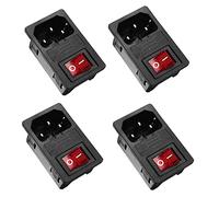 Oiyagai Lot de 4 Modules Prise IEC320 C14 avec Interrupteur et Porte-Fusible, Connecteur d’Alimentation Mâle AC 250 V 10 A - Rouge