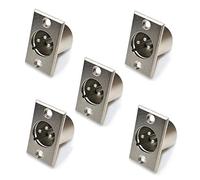 Oiyagai Lot de 5 Connecteurs Audio Professionnels D3M 3 Broches Mâles, Montage sur Panneau, Finition Nickelée