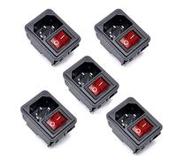 Oiyagai Lot de 5 Connecteurs IEC320 C14 avec Interrupteur à Bascule, Prise d'alimentation Mâle AC 250V 10A Lumière Rouge