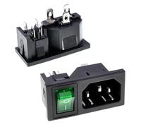 Oiyagai Lot de 5 Modules d'alimentation IEC320 C14 avec Interrupteur Vert - Prise Mâle 250V 10A pour Montage Panneau, Réparation Alimentation DIY