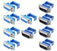 Oiyagai Lot de 5 Paires Connecteurs D-SUB DB15, 15 Broches, Mâle et Femelle, IDC pour Câble Plat