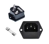 Oiyagai Lot de 5 Prises IEC320 C14 Mâles avec Porte-Fusible - Entrée Secteur 250V 10A, Connecteur de Panneau pour Alimentation et Équipements Électriques