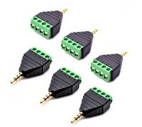 Oiyagai Lot de 6 Connecteurs Jack Stéréo 2,5mm vers Bornier à 4 Vis AV (Mâle)