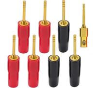 Oiyagai Lot de 8 Connecteurs de Fiche Banane 2mm Plaqué Or, Adaptateurs à Vis pour Câblage Audio Amplificateur (4 Rouges + 4 Noirs)