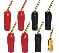 Oiyagai Lot de 8 Fiches Banane Plaquées Or de 2mm, Type à Visser, Adaptateurs de Câblage pour Amplificateur Audio (4 Rouges + 4 Noires)