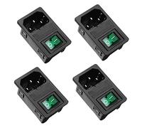 Oiyagai Module d’Entrée Secteur IEC C14 avec Interrupteur à Bascule Lumineux Vert et Porte-Fusible AC 250 V Montage Panneau Lot de 4