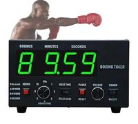 Oiyekntd Minuteur d'intervalles de Boxe, minuteur de Gymnastique Professionnel avec Affichage LED, 1 à 12 Rounds de défi et Buzzer réglable, équipement de Boxe pour Muay Thai/MMA/Kickboxing Green