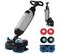 Oiyekntd Nettoyeur de sols Professionnel sans Fil à Double Brosse, autolaveuse et polisseuse, Nettoyage Efficace pour Les espaces domestiques et commerciaux, tête rotative à 360° Grey