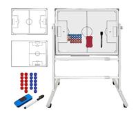 Oiyekntd Tableau Blanc Double Face à roulettes pour entraîneurs, avec marqueur et effaceur, Support rétractable, pour Noter Les stratégies Tactiques Football-120 * 90cm