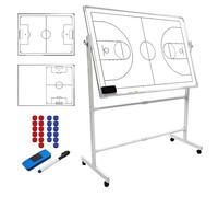 Oiyekntd Tableau Blanc Double Face à roulettes pour entraîneurs, avec marqueur et effaceur, Support rétractable, pour Noter Les stratégies Tactiques Basketball-60 * 90cm
