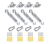 OIZEN Kit de Fixation pour Voile d'Ombrage M6, Acier Inoxydable 304 Antirouille, Ensemble de 12 Pièces avec 16 Vis pour Voiles Carrées et Triangulaires