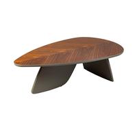 OJA - Table Basse Plateau Plaquage Noyer Pieds Laqué Kaki Mat -